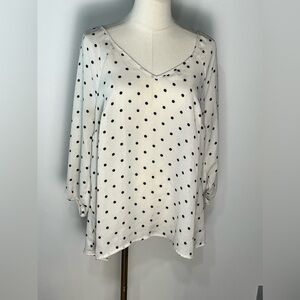 Torrid Polka Dot V-Neck Sheer 3/4 Sleeves Off White Pullover Blouse Plus Size 00